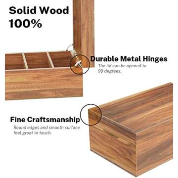 Neando 3x5 Index Card Organizer Box – Elegant Acacia Wood with 200 Index Cards & 20 Dividers, Secu...