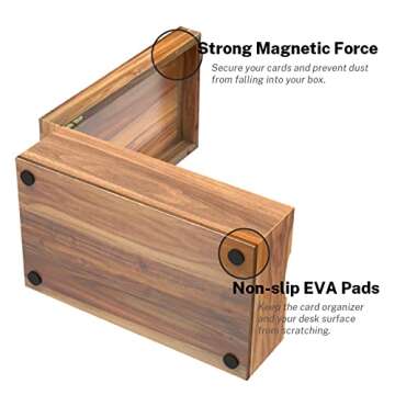 Neando Acacia Wood Index Card Organizer with Cards & Dividers