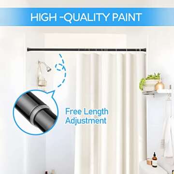 Tension Curtain Rod Spring Curtain Rod Adjustable Tension Rod 1pcs Adjustable Spring Curtain Rod, Tension Rods for Windows 28 to 48 Inch, Non Slip for Bathroom