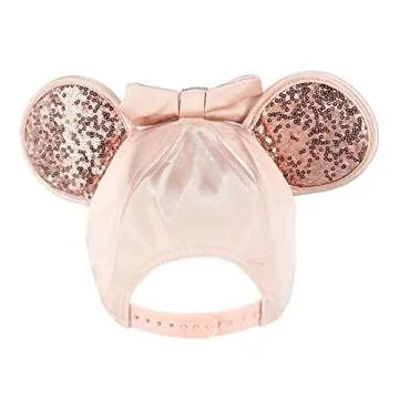 Disney Minnie Mouse Rose Gold Bling Ears Adjustable Hat