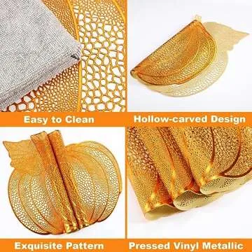 Sliner 12 Pack Thanksgiving Pumpkin Placemats for Fall