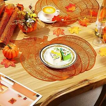 Sliner 12 Pack Thanksgiving Pumpkin Placemats for Fall