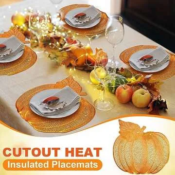 Sliner 12 Pack Thanksgiving Pumpkin Placemats for Fall