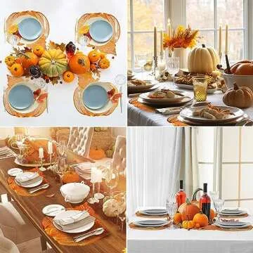 Sliner 12 Pack Thanksgiving Pumpkin Placemats for Fall