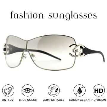 DUPER Y2K Retro Wrap Around Sunglasses - Clear - 90s 2000s Rimless Style - Trendy Vintage Shades for a Classic Look