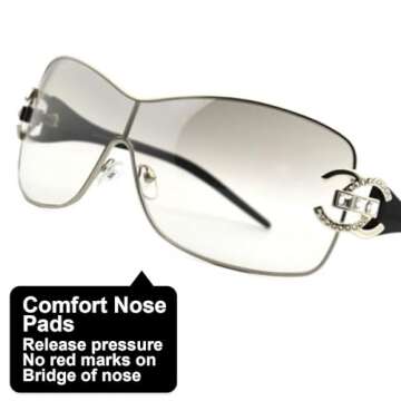 DUPER Y2K Retro Wrap Around Sunglasses - Clear - 90s 2000s Rimless Style - Trendy Vintage Shades for a Classic Look