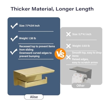 Alise Gold Stainless Steel Toilet Paper Holder with Shelf