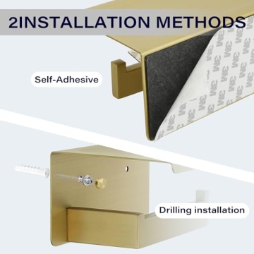 Alise Gold Stainless Steel Toilet Paper Holder with Shelf