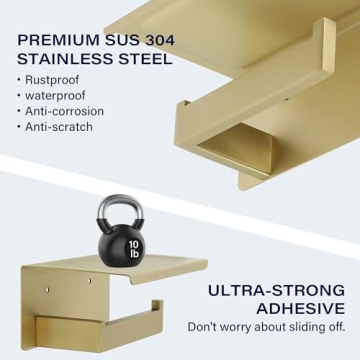 Alise Gold Stainless Steel Toilet Paper Holder with Shelf