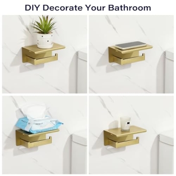 Alise Gold Stainless Steel Toilet Paper Holder with Shelf