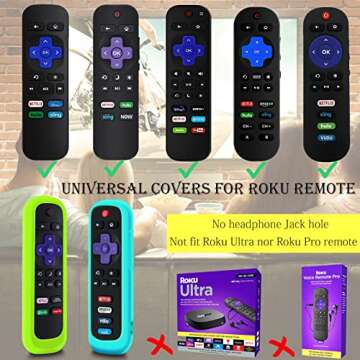 Case for Roku Remote, Cover for Hisense/TCL Roku TV Steaming Stick/Express Universal Replacement Controller Silicone Sleeve Skin with Lanyard Glow in The Dark Purple