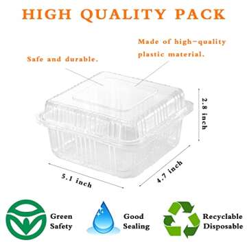 100-Pack Clear Plastic Hinged Food Containers for Safe and Convenient Food Storage