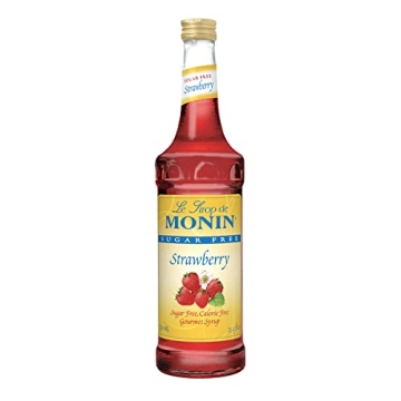 Monin Sugar Free Strawberry Syrup - Mild, Sweet, and Perfect for Cocktails, Sodas, and Smoothies