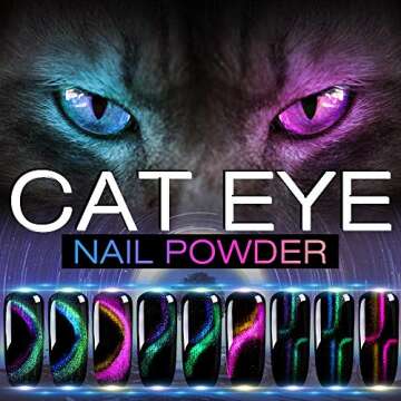 Cat Eye Chrome Nail Powder - 3PC Get Cat Eye Effect and Chameleon Mirror Effect, 9D Galaxy Gem Glitt...