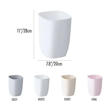 Vanolu Bathroom Trash Can, White Plastic Rectangular Garbage Bin for Kitchen, Bedroom, Living Room, Home Office, College Dorm, Small Modern Minimalism Indoor Waste Basket, 1.8 Gallons/ 7 Liter, Ivory