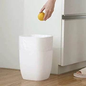 Vanolu Bathroom Trash Can, White Plastic Rectangular Garbage Bin for Kitchen, Bedroom, Living Room, Home Office, College Dorm, Small Modern Minimalism Indoor Waste Basket, 1.8 Gallons/ 7 Liter, Ivory