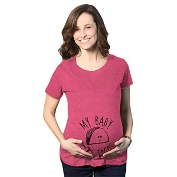 Maternity My Baby Loves Tacos Funny T Shirt Cute Announcement Pregnancy Bump Tee Funny Graphic Mater...