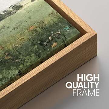 SIGNWIN Framed Canvas Print Wall Art Set Green Pasture Countryside Flower Field Nature Abstract Illustrations Modern Art Decorative Nordic Rustic for Living Room, Bedroom, Office - 24"x36"x3 Natural