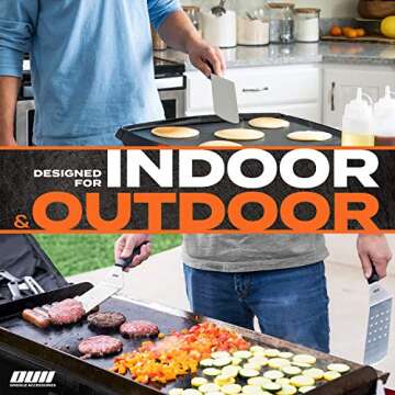 OUII Flat Top Griddle Accessories for Blackstone and Camp Chef Griddle - 9 Pieces Set with Griddle C...