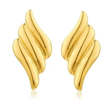 COORWEEL Large Gold Chunky Geometric Stud Earrings for Women Trendy Vintage Statement Oversized Stud...