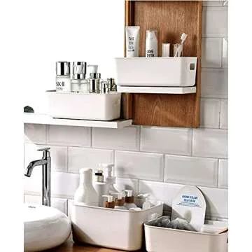 Amyup Set Of 3 Plastic Storage Bins,Versatile Kitchen Pantry Organization and Storage,for Plastic Storage Container Under Bed,Under Sink Bathroom Organizer (3 Pack, White)