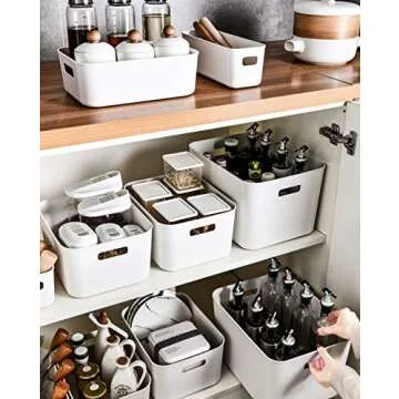 Amyup Set Of 3 Plastic Storage Bins,Versatile Kitchen Pantry Organization and Storage,for Plastic Storage Container Under Bed,Under Sink Bathroom Organizer (3 Pack, White)