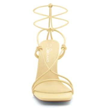 Shoe Land SL-Melody Women's Lace Up Heels Dressy Strappy Heels Square Open Toe Tie Up Stiletto High ...