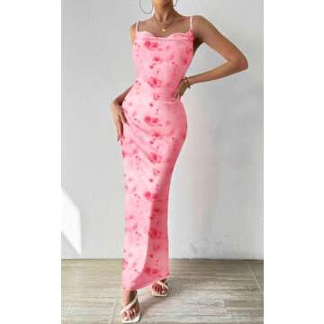 PRETTYGARDEN Floral Spaghetti Strap Maxi Dress 2025