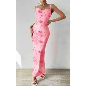 PRETTYGARDEN Floral Spaghetti Strap Maxi Dress 2025