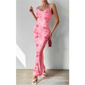 PRETTYGARDEN Floral Spaghetti Strap Maxi Dress 2025