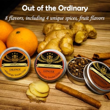 Cocktail Smoker Kit with Troch - 2 Whiskey Glasses 2 Ice Ball Molds 8 Flavor Orange Cinnamon Ginger Anise Wood Chips for Whiskey & Bourbon, Old Fashioned Smoker Set Christmas Birthday Gifts for Men