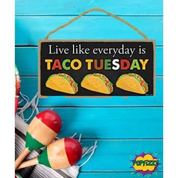 Popfizzy Tacos Sign, Taco Tuesday Sign, Funny Taco Gifts for Taco Lovers, Taco Decorations, Taco Themed Gifts