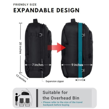 Vancropak 40L Expandable Travel Backpack for Men & Women