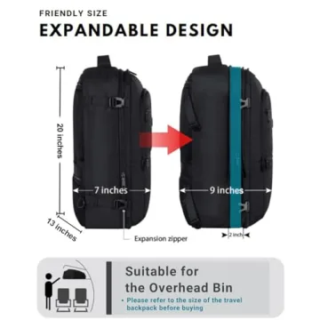 Vancropak 40L Expandable Travel Backpack for Men & Women