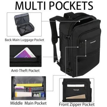 Vancropak 40L Expandable Travel Backpack for Men & Women