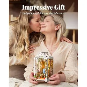 Rolife DIY Book Nook Kit Wooden 3D Puzzle Bookends 9.5" Garden House Miniature Kit with LED Bookshelf Decor Arts and Crafts for Adults Family Project Hobby Creative Gifts for Girls Boys Christmas