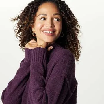 The Drop Women’s Carolina Mock Neck Pullover - Perfect Plum