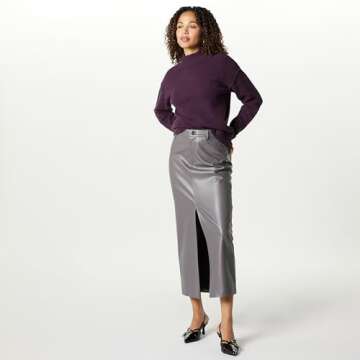 The Drop Women’s Carolina Mock Neck Pullover - Perfect Plum