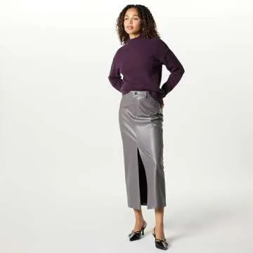 The Drop Women’s Carolina Mock Neck Pullover - Perfect Plum