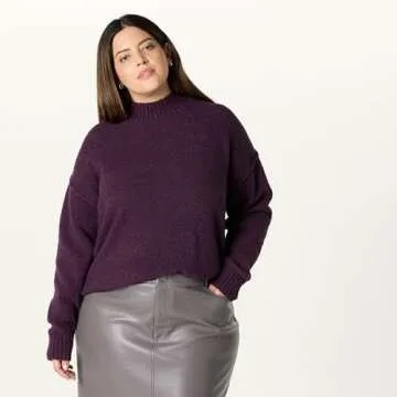 The Drop Women’s Carolina Mock Neck Pullover - Perfect Plum
