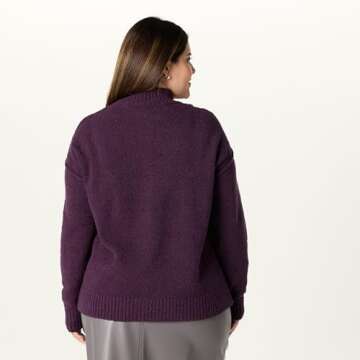 The Drop Women’s Carolina Mock Neck Pullover - Perfect Plum