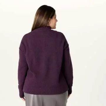 The Drop Women’s Carolina Mock Neck Pullover - Perfect Plum