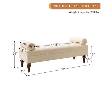 HULALA HOME Extra-Long Upholstered Bedroom Bench