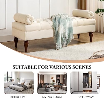 HULALA HOME Extra-Long Upholstered Bedroom Bench