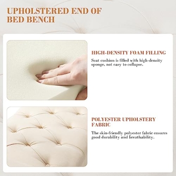 HULALA HOME Extra-Long Upholstered Bedroom Bench