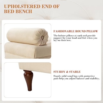 HULALA HOME Extra-Long Upholstered Bedroom Bench