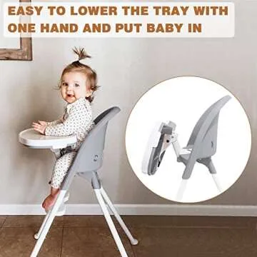 FUNNY SUPPLY 3-in-1 Cute Folding High Chair, Perfect Modern Space Saving Highchair with Detachable D...