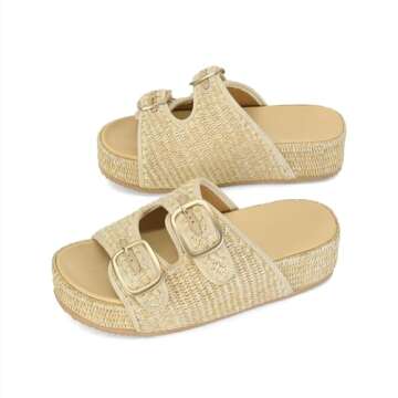 Stylish MICIFA Women's Raffia Platform Sandals for Summer