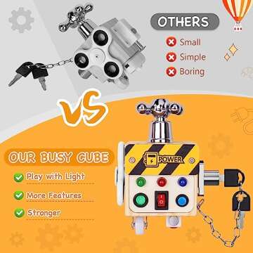 Zeoddler Toddler Toys for 1 2 3 Year Old, LED Busy Cube for Kids, Sensory Toys for Toddlers, Wooden ...