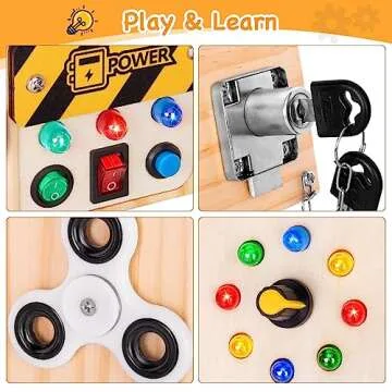 Zeoddler Toddler Toys for 1 2 3 Year Old, LED Busy Cube for Kids, Sensory Toys for Toddlers, Wooden Montessori Toys for Travel, Preschool Educational Toys for Kids, Birthday Gifts for Boys, Girls